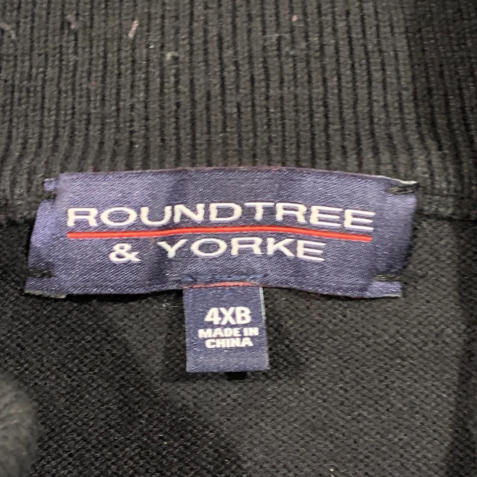 Suéter Roundtree & Yorke Para Hombres 4XB Negro 1/4 Cremallera Manga Larga Mezcla de Algodón Foto 3 de 4