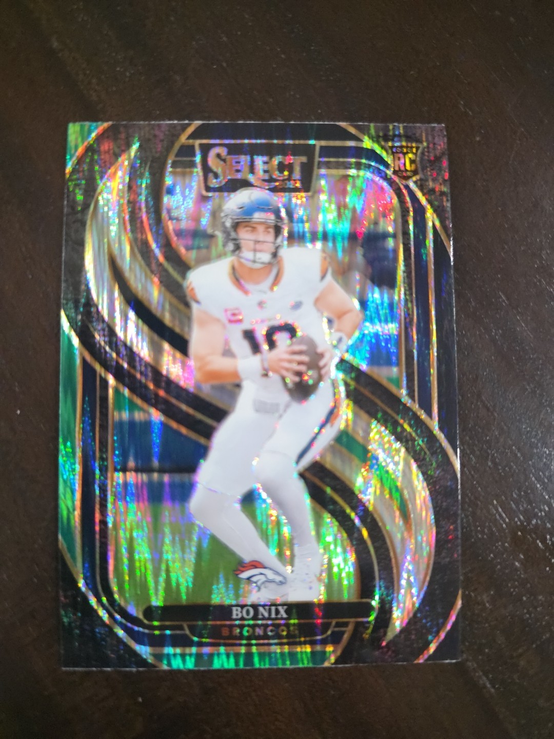 2024 Panini Select Bo Nix Premier Level Prizm RC Black And Green Shock#117