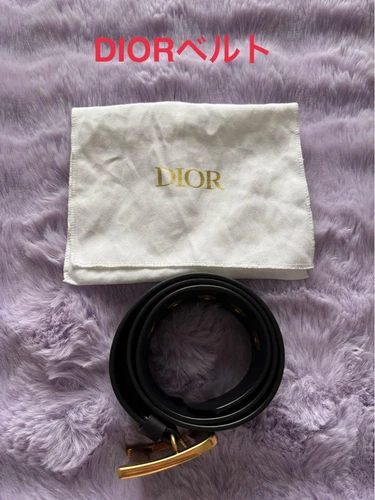 Authentique ceinture Christian Dior cuir noir boucle dorée 5 trous du Japon