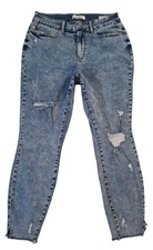 Judy Blue Jeans Womens 14W Blue Skinny Fit Distressed Raw Hem Stretch JB88266