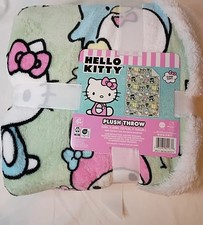   NEW Hello Kitty and friends Faux Shearling Plush Throw Blanket 50" X 60"   