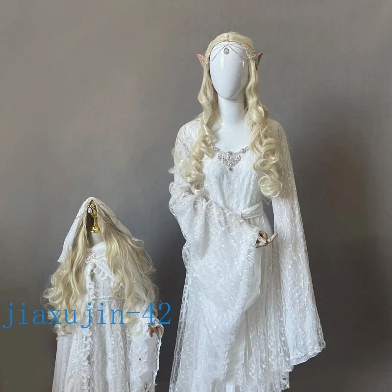 Lord of the Rings The Hobbit Galadriel Cosplay Costume Outfits Wig Adult/kids- - Image 3 of 4