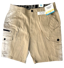 IRON CO Men's Stretch Cargo Shorts SIZE 34 Flex Waist VTG WHEAT New 48 Tag