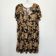 Cole of California Dress VTG Women's M/L Black Beige Floral Mesh Coverup Beach