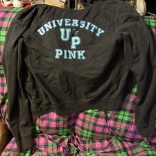 Victoria s Secret PINK University Pink Hooded Zip Sweatshirt Size Large