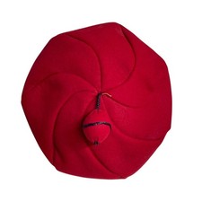 Vintage Red Wool Beret Hat Tassel