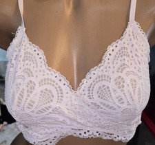Victorias Secret Rare Vintage bra bralette  M Pink Crochet Lace Crossover Cami