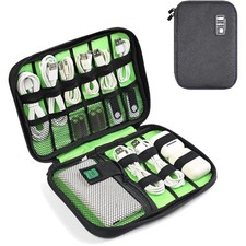 Luxury Travel Cable Organizer Bag: 7 Compartment Tech Storage for Essentials
