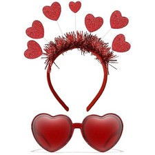 Heart Headband and Heart Sunglasses for Valentine, Wedding, Birthday, Party -