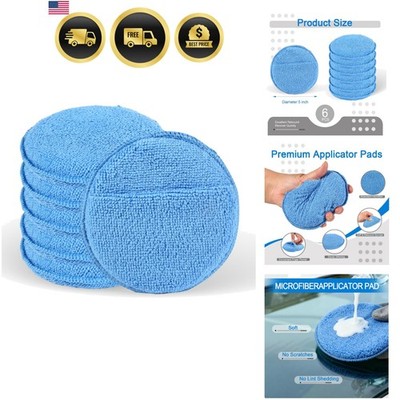 Car Detailing Microfiber Applicator Pads 6 Pack for Wax Polish Cleaning
