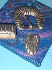 Sterling Silver Belt Buckle Set Rangers Mexico Vintage 52.06g