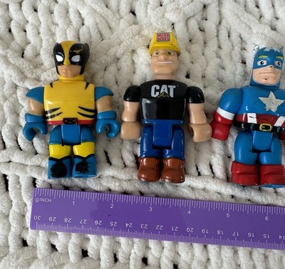Lot Of 3Mega Bloks CAT Black Shirt Construction Worker+Wolverine+Capitan America
