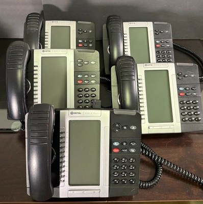Lot of 5 Mitel 5330 Backlit IP PoE Business Office Phones ~ One is DECT Cordless