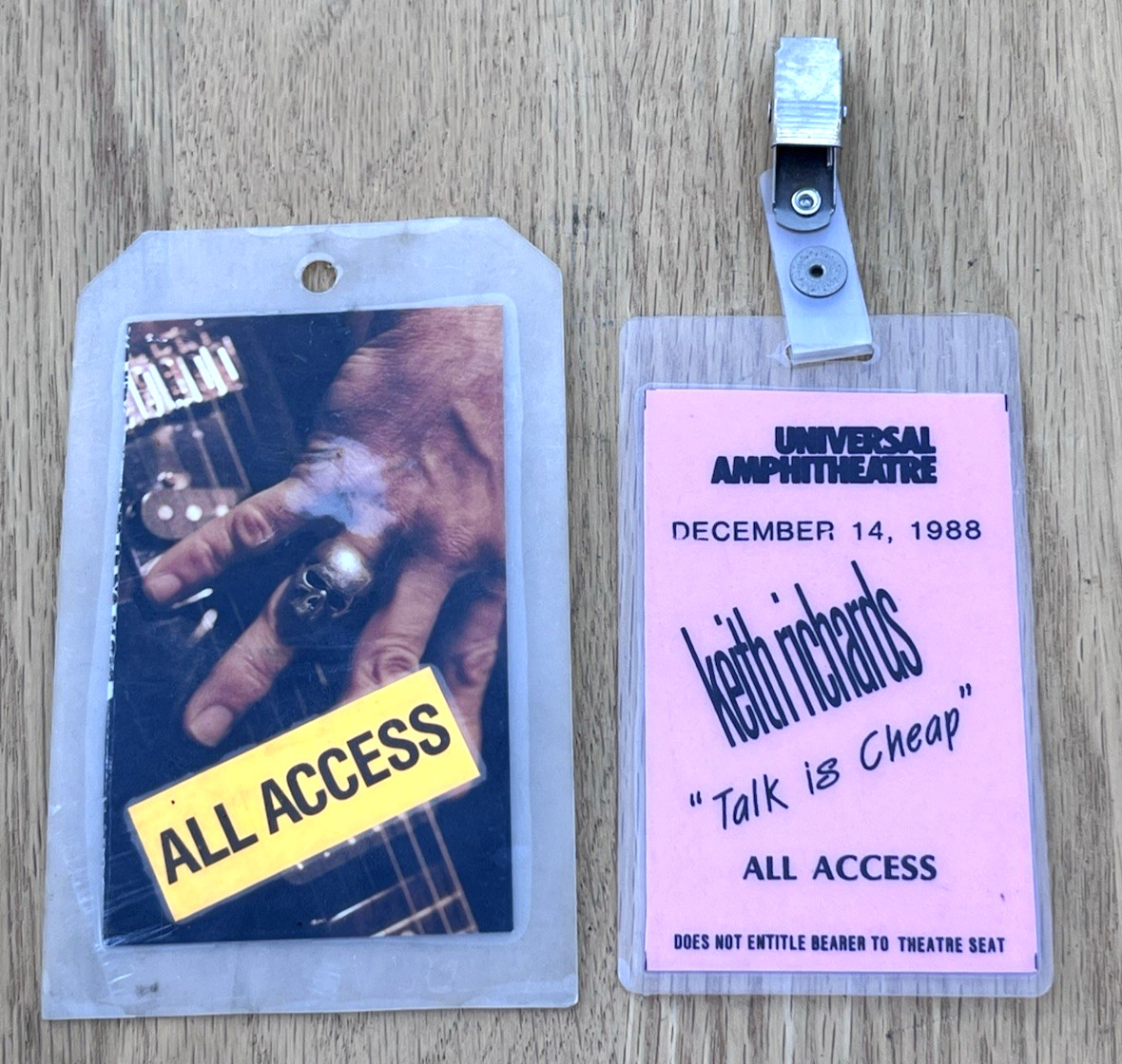 1988 Keith Richards Birthday Party & Talk Is Cheap All Access Backstage Pass