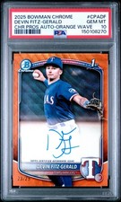 Devin Fitz-Gerald 2025 Bowman Chrome 1st Auto ORANGE WAVE /25 PSA 10