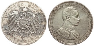 Germany 5 Mark 1913 A Wilhelm II Silver