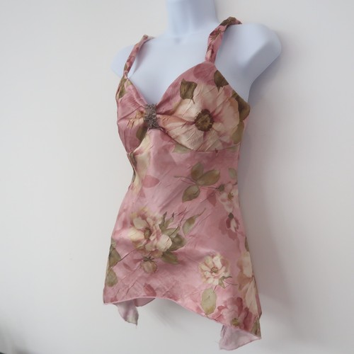 Blusa Floral Vintage A Byer Mediana Hada Top Rosa Adornada Asimétrica - Imagen 3 de 11