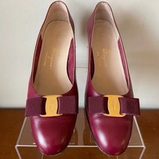 Salvatore Ferragamo vintage red bow pumps heels 7AAAA narrow size 6-6.5