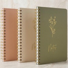 Aesthetic Spiral Notebook Set of 3 For Women - Cute College Ruled 7x5 Journal/No