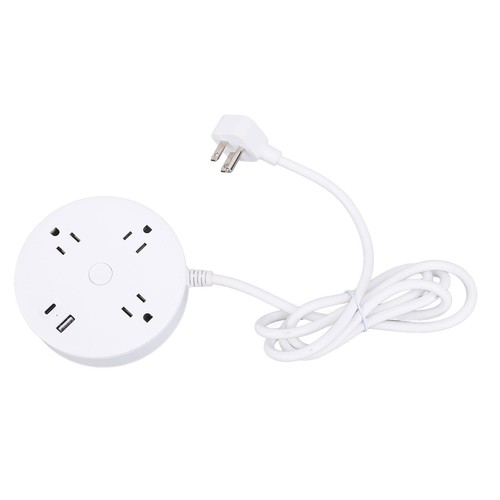 5 In 1 Flat Plug Power Strip 5FT USB A USB C 20W AC Round Multi Output Port NEW - Picture 5 of 12