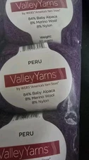 3 SKEINS VALLEY YARNS PERU ALPACA WOOL NYLON  BLEND 50G COLOR BERRY COMPOTE 