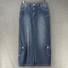 Vintage Y2K Unionbay Denim Skirt Juniors 7 Made in Hong Kong Cargo Pockets