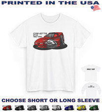 DigiRods Corvette C4 Convertible Model Letters Display Cartoon Car White T Shirt