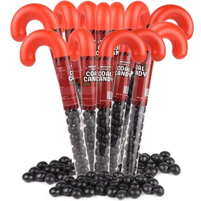 Naughty List Coal Candy Cane Tubes, Bulk Funny Christmas 10 x 11 x 3 inches 