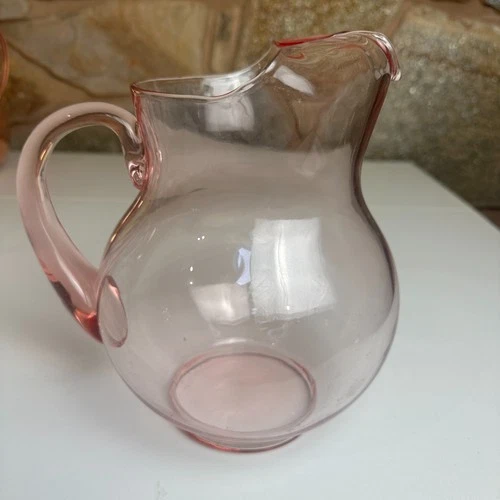 Vintage Pink Depression Glass Pitcher Macbeth Evans Ice Lip Water Jug 1930s
