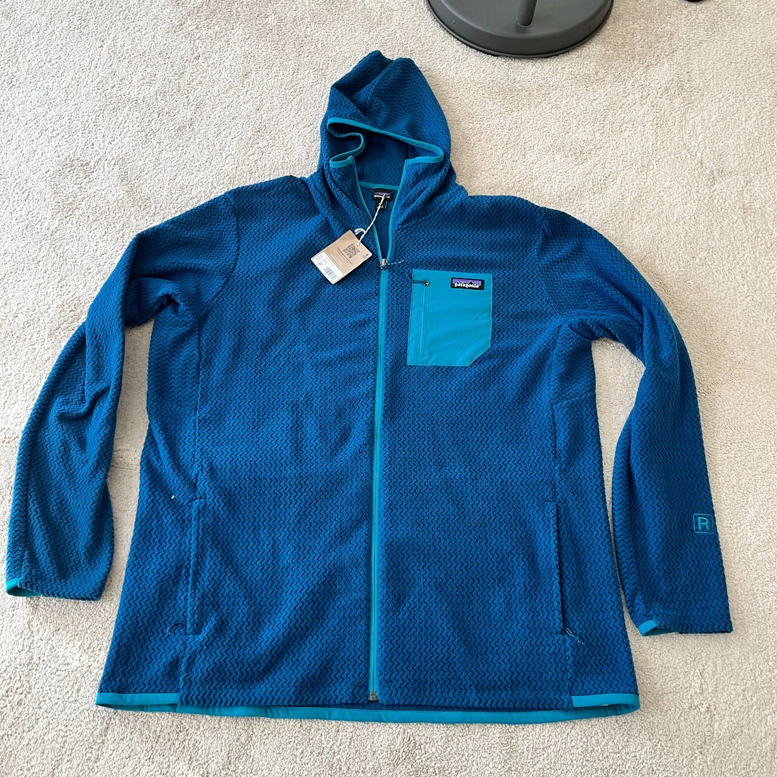 NEW Patagonia Mens R1 Air Full Zip 2XL XXL Hoody Jacket Lagom Blue 40255