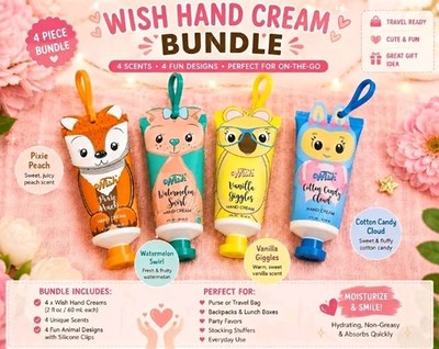 Wish Cruelty-Free Hand Moisturizer Cream 4-Pack 2 fl oz Peach Vanilla +2
