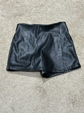 Old Navy Girls Skort Size 10-12 Black Faux Leather Elastic Waist Stretch