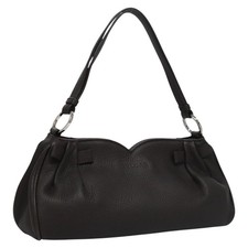 BVLGARI Hand Bag Leather Brown Auth yk17514