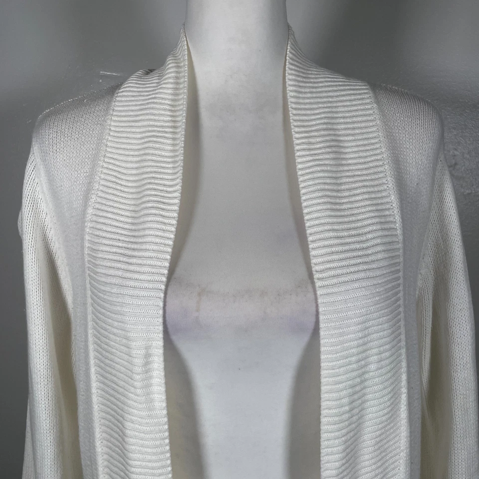 Cárdigan Suéter Ivanka Trump Para Mujer Marfil Algodón Tejido Manga Larga Frente Abierto S Foto 3 de 4