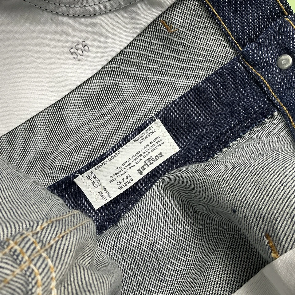 Vintage 90s Rustler dark wash straight leg jeans USA made 38x32 NOS - Image 3 of 4