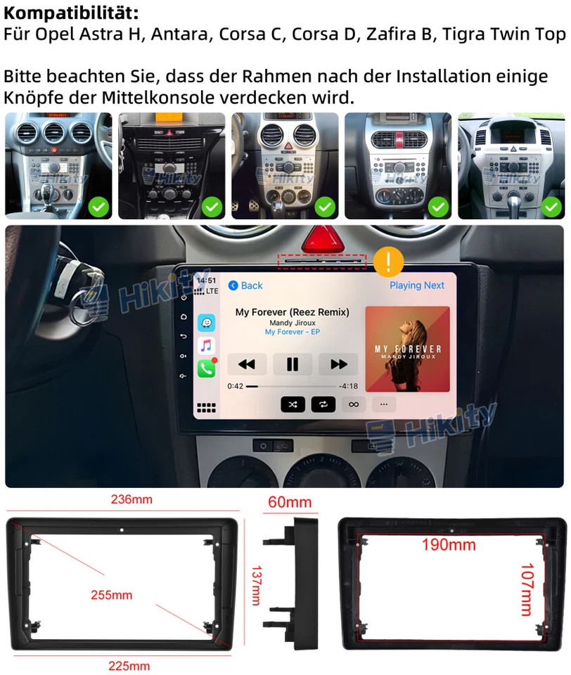 9" 8Core 4+64GB Android 15 Autoradio CarPlay GPS Navi WIFI Für Opel Astra Corsa - Bild 2 von 4