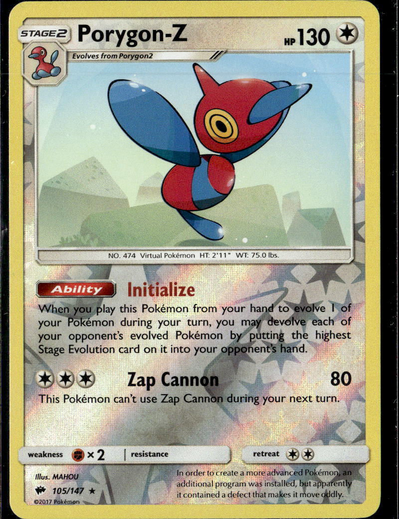 Pokemon Porygon-Z 105/147 Burning Shadows Reverse Holo Rare