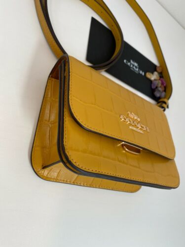 NWT COACH Mini Brynn Crossbody Purse Crocodile Flax Leather Zip Push Lock C5627 - Picture 3 of 12