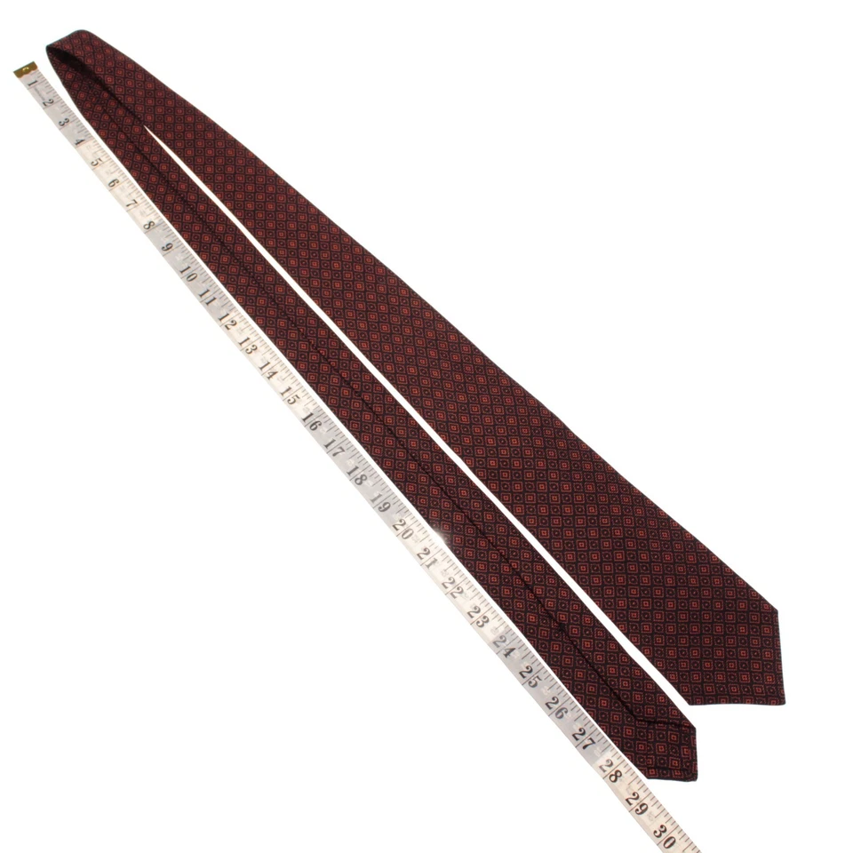 Corbata Kiton nueva sin etiquetas 100 % seda siete pliegues en negro con formas geométricas naranjas Foto 3 de 4