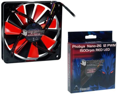 Phobya Nano-2G 12 PWM Silent 1500rpm Red LED Double Blade 120x120x25mm 78305