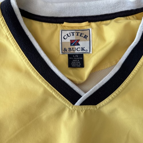 CUTTER & BUCK Pullover LARGE Windbreaker YELLOW V-neck Mens ~ EXCELLENT - Picture 3 of 8
