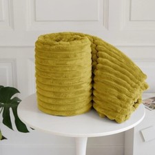 Chunky Cord Throw Ribbed Blanket Warm Cozy Fleece Sofa Bed