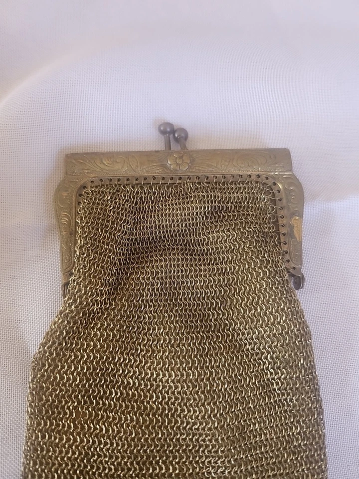 Antique Art Nouveau Purse Embossed German Silver Chainmail Mesh Evening Bag - Image 2 of 4