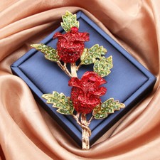 Delicate Rose Bouquet Brooch Large Women's Pin Corsage Sparkling Jewelry