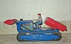 YOSHIYA KO TIN BULLDOZER W/SHOVEL NO NOMURA,YONEZAWA,MARX,SPACE TOY ROBOT VIDEO!