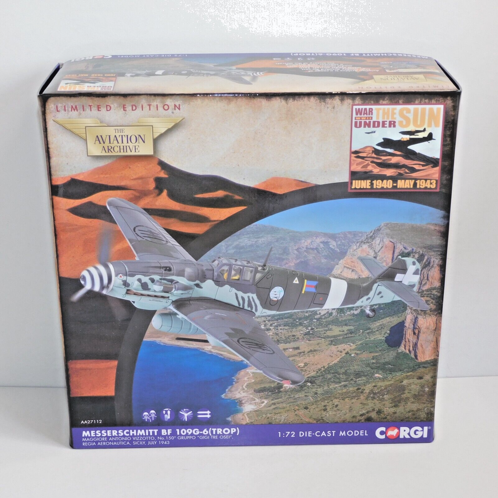 CORGI MESSERSCHMITT BF109G-6 (TROP), REGIA AERONAUTICA SICILY 1943 1/72 AA27112