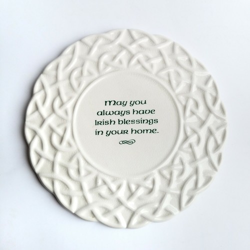 Irish Blessing Ceramic Dish Trivet Style Trinket Plate Celtic Embossed Border