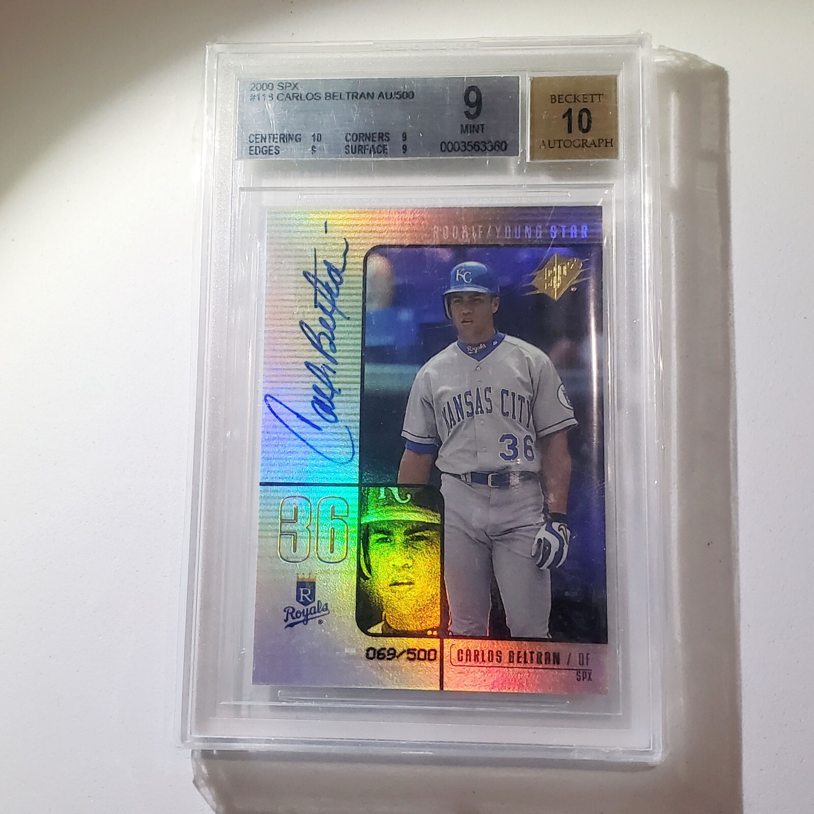 ♨️ 2000 SPX CARLOS BELTRAN AUTO RC ROOKIE #118 Beckett 9 Mint AUTO 69/500