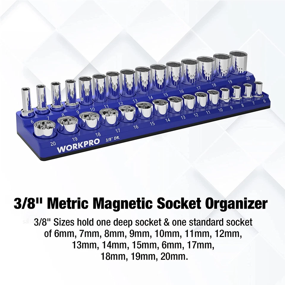 WORKPRO 3/8-Inch SAE/ Metric Magnetic Socket Organizer Socket not Included NEW - Image 3 of 4