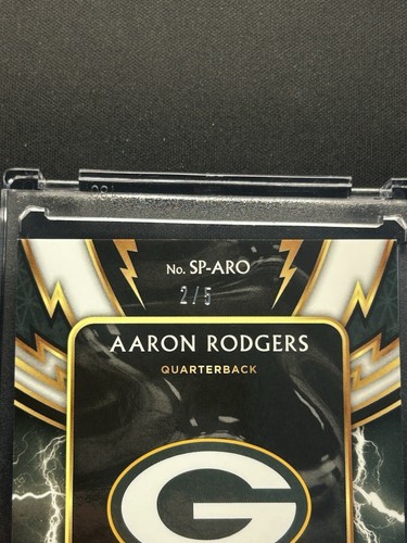 2020 Select Prizm Green Sparks -Aaron Rodgers #SP-ARO /5 patch Green Bay Packers - Picture 8 of 12
